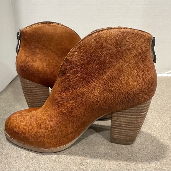 Anthropologie Antelope Tan High Cut Western High Heel  Boho Ankle Bootie Size 37 - Picture 5 of 12